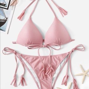 SHEIN PINK TASSLE BIKINI SET